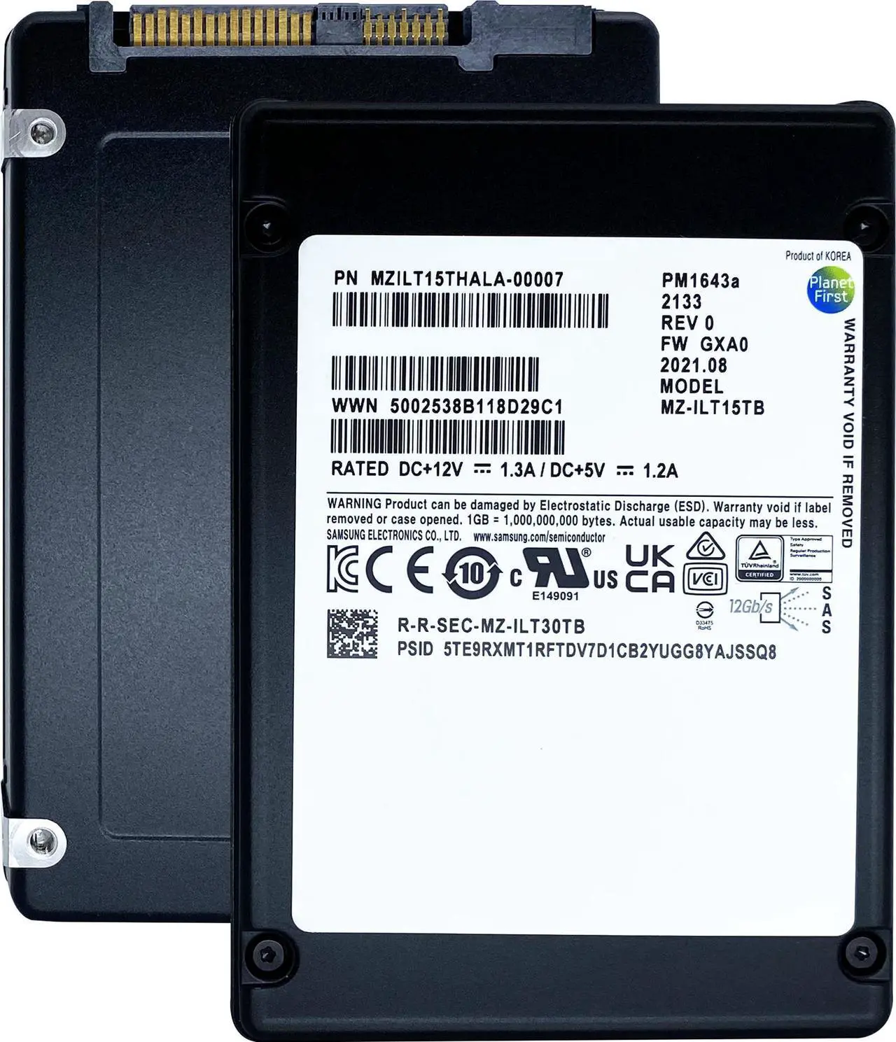 Main image of Samsung PM1643a 3.84TB SAS 12Gb/s 3D TLC 2.5" Enterprise SSD  MZ-ILT3T8B