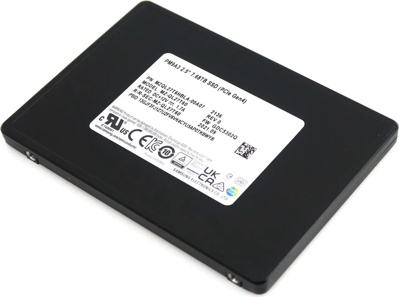 Alt view image 6 of 8 - Samsung PM9A3 7.68TB PCIe Gen4 x4 NVMe U.2 Data Center SSD  MZ-QL27T60 (MZQL27T6HBLA-00A07)