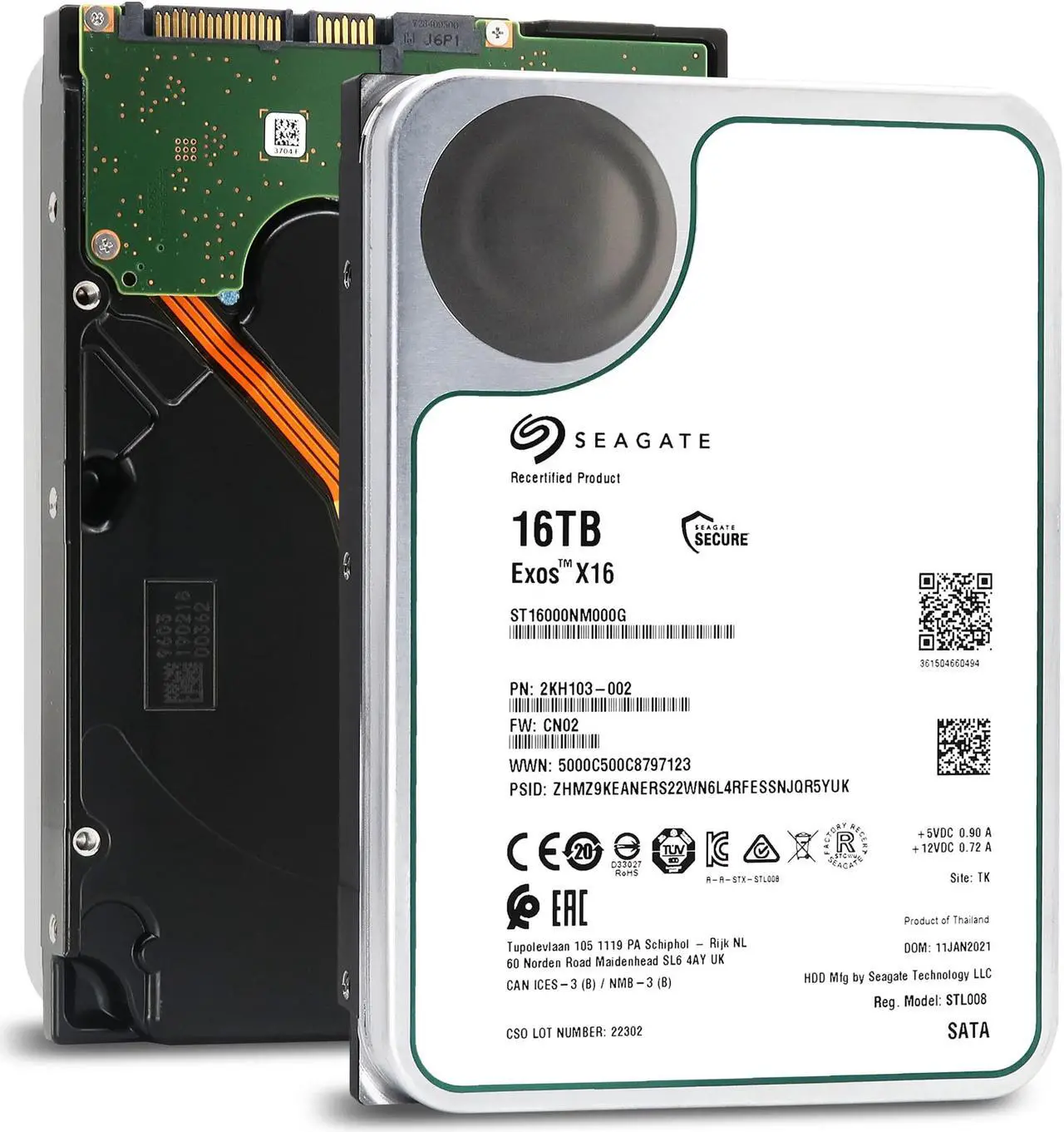 Main image of Seagate 16TB SED HDD Exos X16 7200 RPM SATA 6Gb/s 3.5-inch Enterprise Hard Drive ST16000NM000G