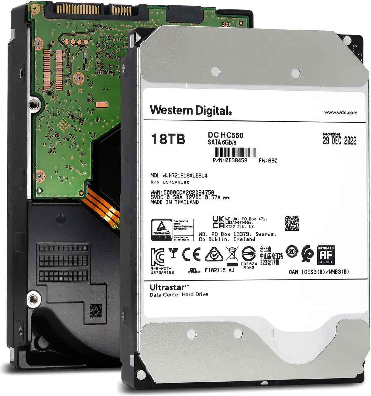 Main image of WD Ultrastar DC HC550 18TB SATA 3.5" Enterprise HDD  WUH721818ALE6L4 (0F38459)