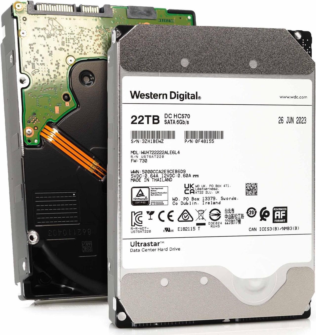 Alt view image 3 of 10 - WD WUH722222ALE6L4 Ultrastar DC HC570 0F48155 22TB 512MB Cache 7200RPM SATA 6.0Gb/s 512E SE 3.5" Internal Hard Drive