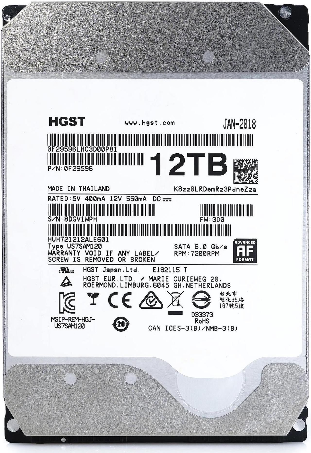 Alt view image 4 of 4 - HGST Ultrastar He12 HUH721212ALE601 12TB 7.2K RPM 256MB SATA-6Gb/s 3.5" Internal Enterprise Hard drive