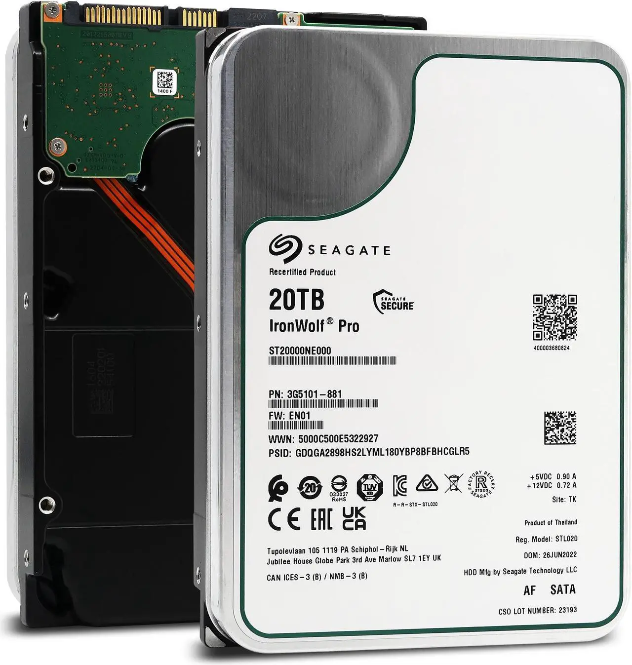 Main image of Seagate IronWolf Pro 20TB NAS Internal Hard Drive HDD - CMR 3.5 Inch SATA 6Gb/s 7200 RPM 256MB Cache for RAID Network Attached Storage (ST20000NE000) (ST20000NE000)