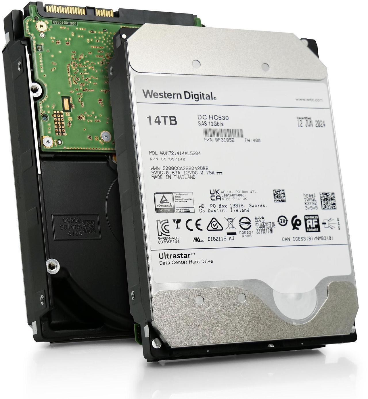 Main image of Western Digital Ultrastar DC HC530 14TB 7,200 RPM SAS 12Gb/s 3.5in Enterprise HDD - WUH721414AL5204 0F31052