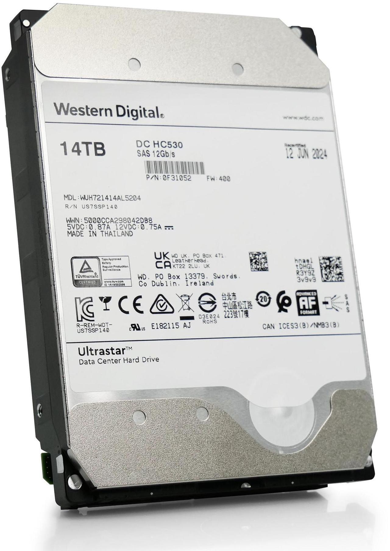 Alt view image 7 of 7 - Western Digital Ultrastar DC HC530 14TB 7,200 RPM SAS 12Gb/s 3.5in Enterprise HDD - WUH721414AL5204 0F31052