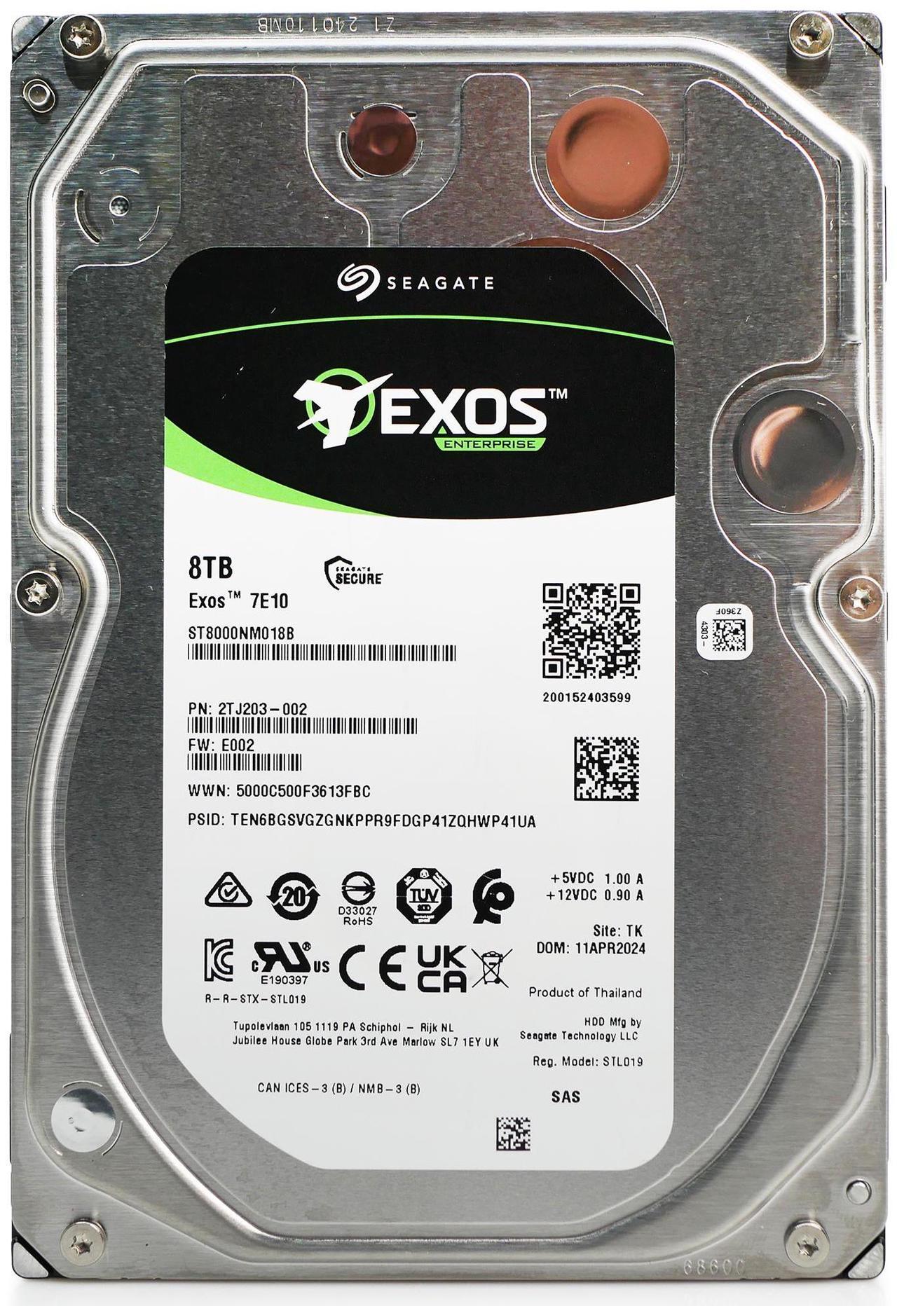 Alt view image 8 of 11 - Seagate Exos 7E10 ST8000NM018B 8TB 7200 RPM 256MB Cache SAS 12Gb/s 3.5" Internal Hard Drive, 512e/4KN - OEM