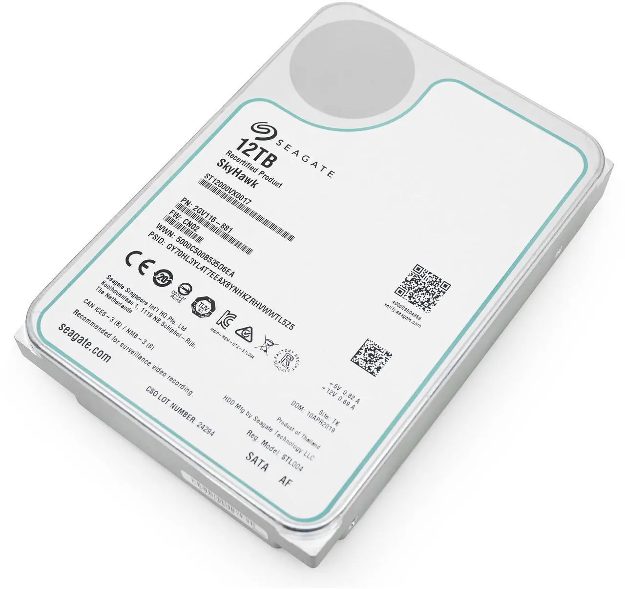 Alt view image 7 of 7 - Seagate SkyHawk 12TB 7.2K RPM SATA 6Gb/s 3.5in Surveillance HDD - ST12000VX0017