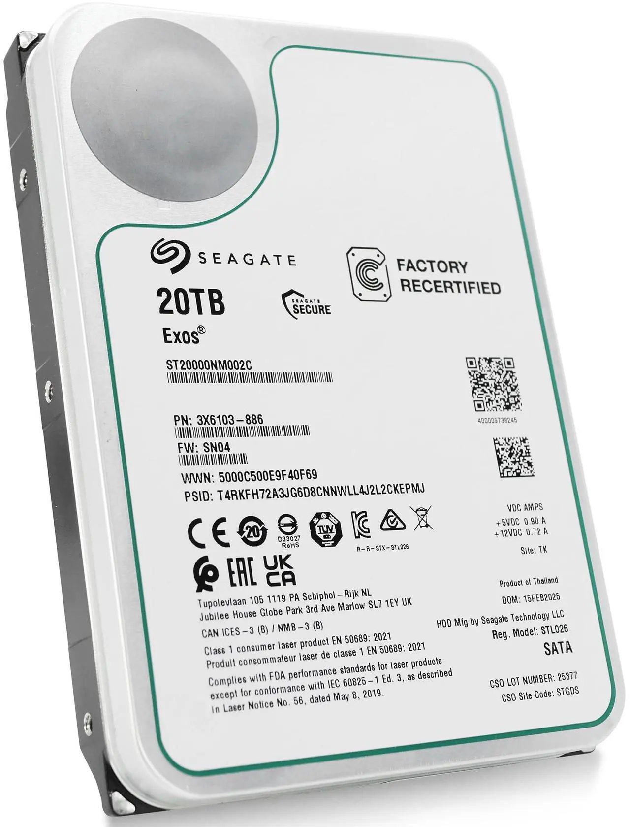 Alt view image 9 of 12 - Seagate Exos ST20000NM002C 20TB 7200RPM SATA 6Gb/s 256MB Cache CMR 3.5-Inch Enterprise Hard Drive