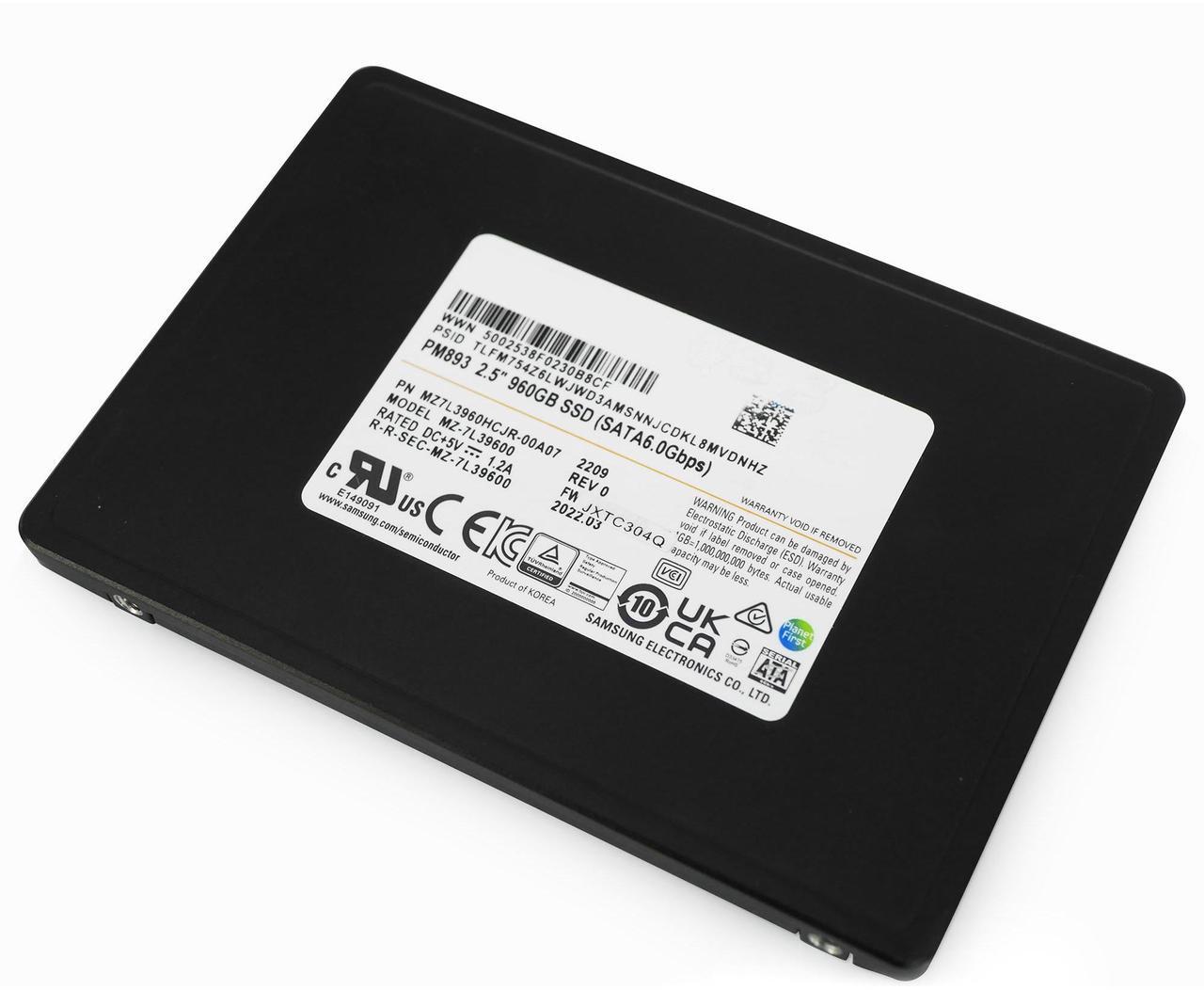 Alt view image 3 of 7 - Samsung PM893 MZ-7L39600 MZ7L3960HCJR-00A07 960GB SATA 6Gb/s 2.5in Refurbished SSD