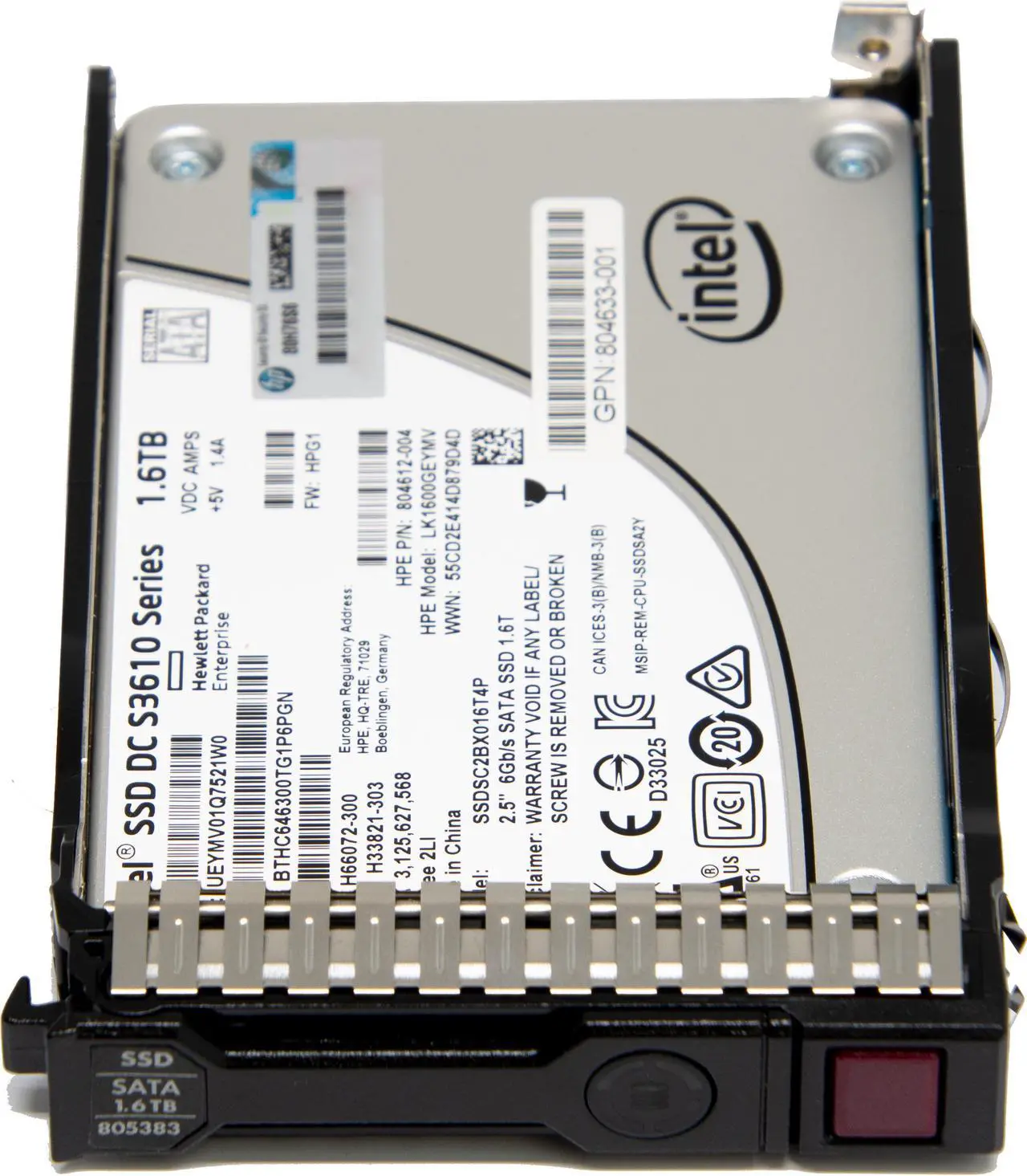 Main image of HP 805383-001 1.6Tb Hot-Plug G1 Solid State Drive (Ssd) - Sata Interface, Mixed Use-2 (Mu), 6Gb/Sec Transfer Rate, 2.5-Inch Small Form Factor (Sff), Smart Carrier (Sc), Power Loss Protection (Plp)