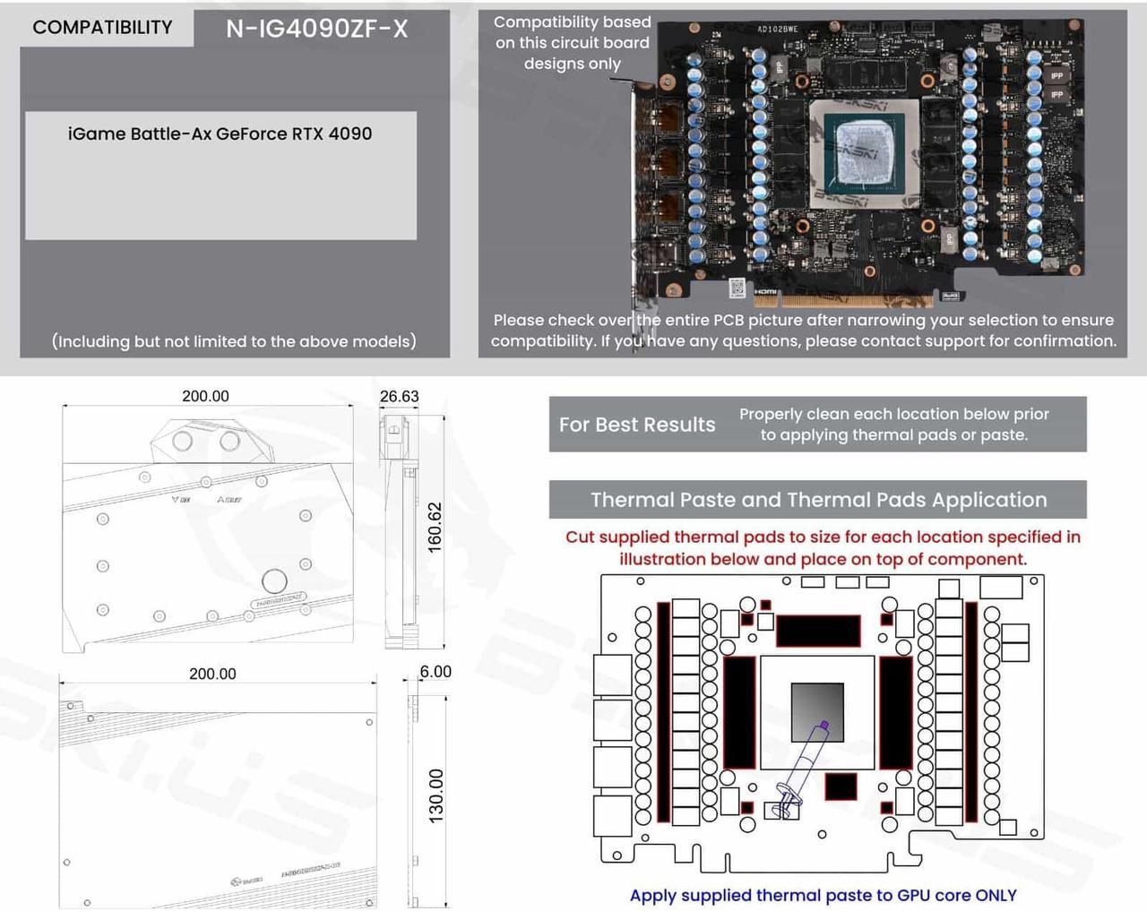 Alt view image 7 of 7 - Bykski Full Coverage GPU Water Block and Backplate for Colorful iGame Battle-Ax GeForce RTX 4090 Deluxe Edition (N-IG4090ZF-X)