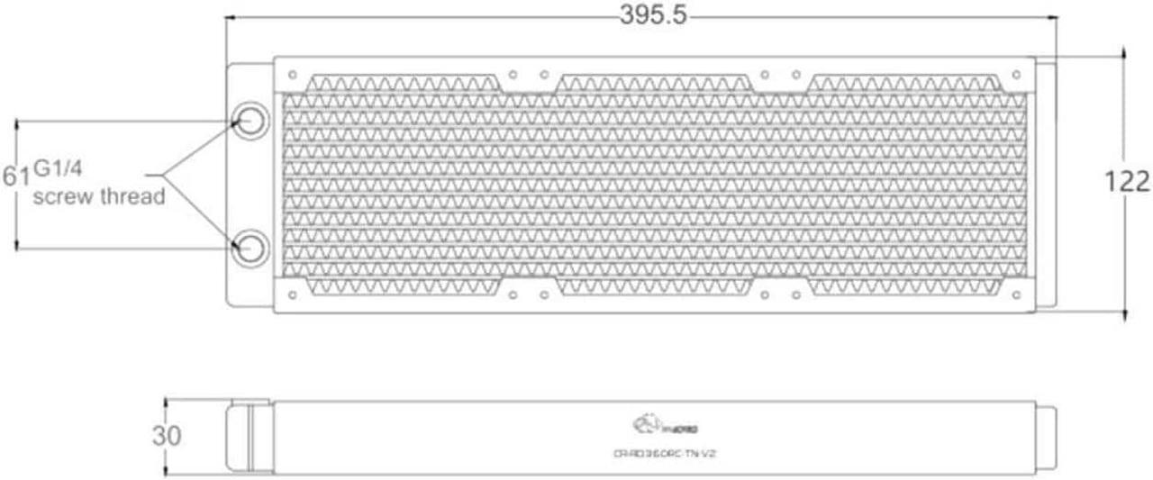 Alt view image 6 of 6 - Bykski 360mm x 30mm RC Series Radiator, 120mm x 3, Triple Fan (CR-RD360RC-TN-V2)