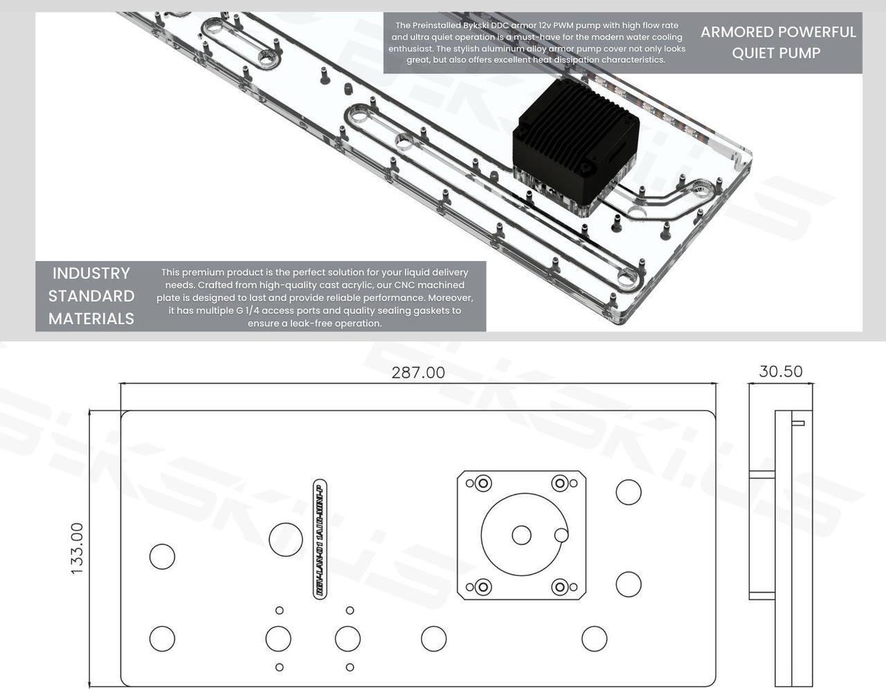 Alt view image 3 of 7 - Bykski Distro Plate For Lian Li O11 Air Mini - PMMA w/ 5v Addressable RGB (RBW) (RGV-LAN-O11AIR-MINI-P-K)