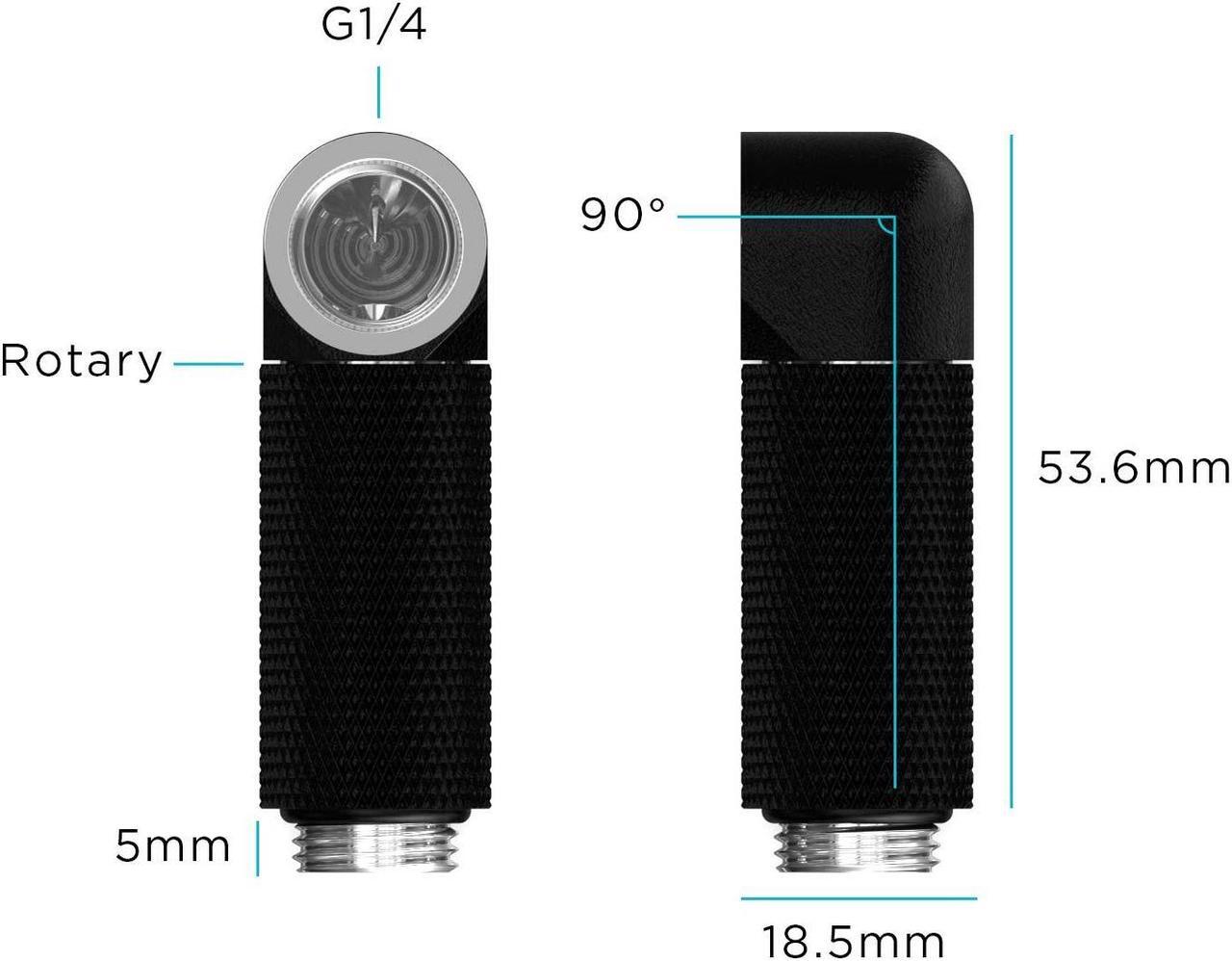 Alt view image 2 of 2 - PrimoChill Male to Female G 1/4in. 90 Degree SX Rotary 35mm Extension Elbow Fitting