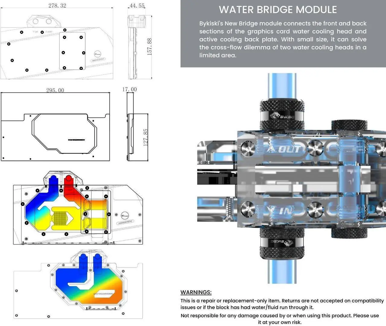 Alt view image 4 of 7 - Bykski Full Coverage GPU Water Block w/ Integrated Active Backplate For MSI GAMING/SUPRIM GeForce RTX 3090/3080TI/3080 (N-MS3090TRIO-TC-V2)