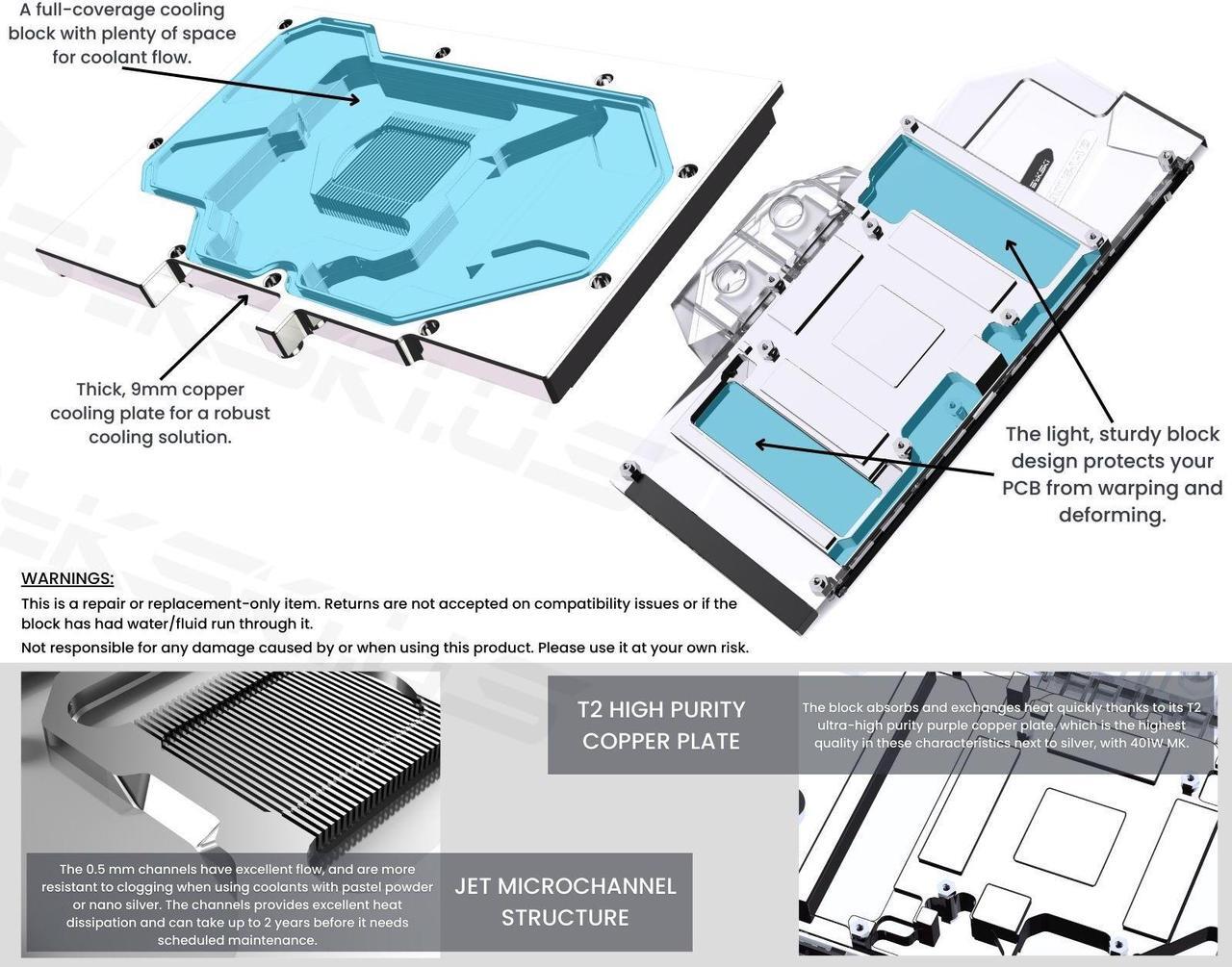 Alt view image 4 of 5 - Bykski Full Coverage GPU Water Block and Backplate For AMD Radeon RX 7900 XTX (A-RX7900XTX-X)