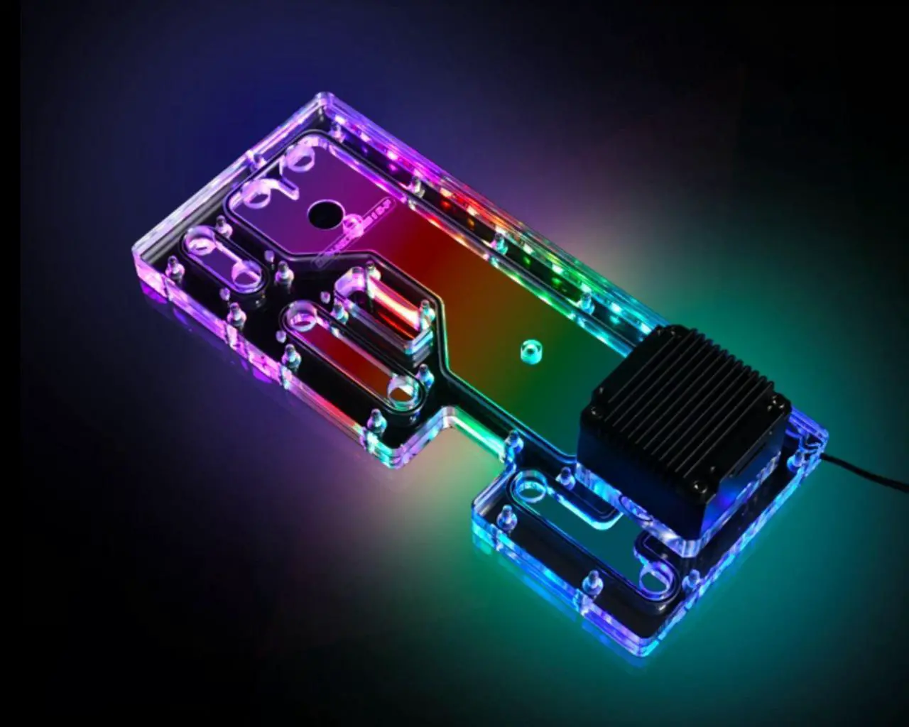 Alt view image 2 of 6 - Bykski Distro Plate For NZXT H510 - PMMA w/ 5v Addressable RGB(RBW) (RGV-NZXT-H510-P)