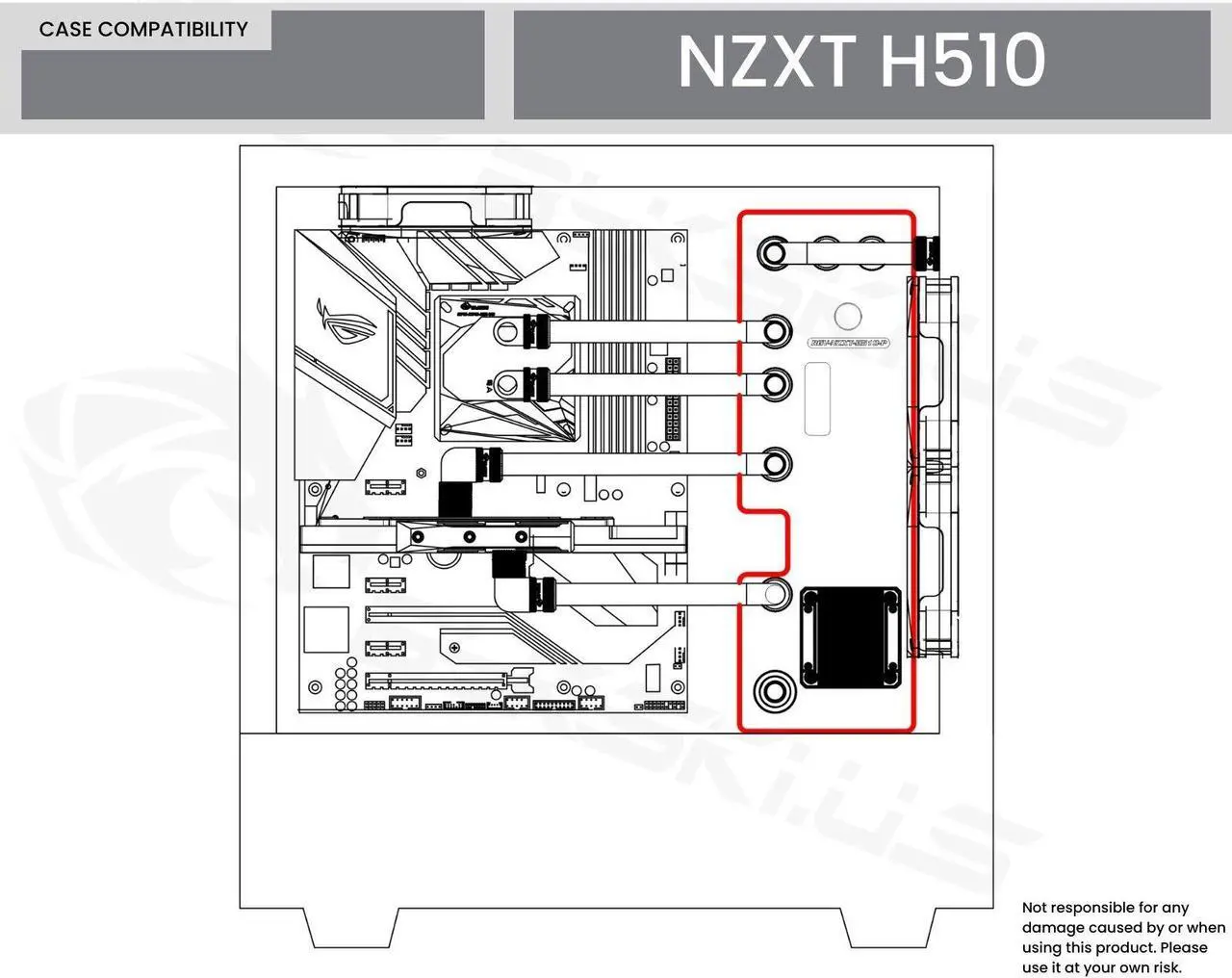Alt view image 6 of 6 - Bykski Distro Plate For NZXT H510 - PMMA w/ 5v Addressable RGB(RBW) (RGV-NZXT-H510-P)