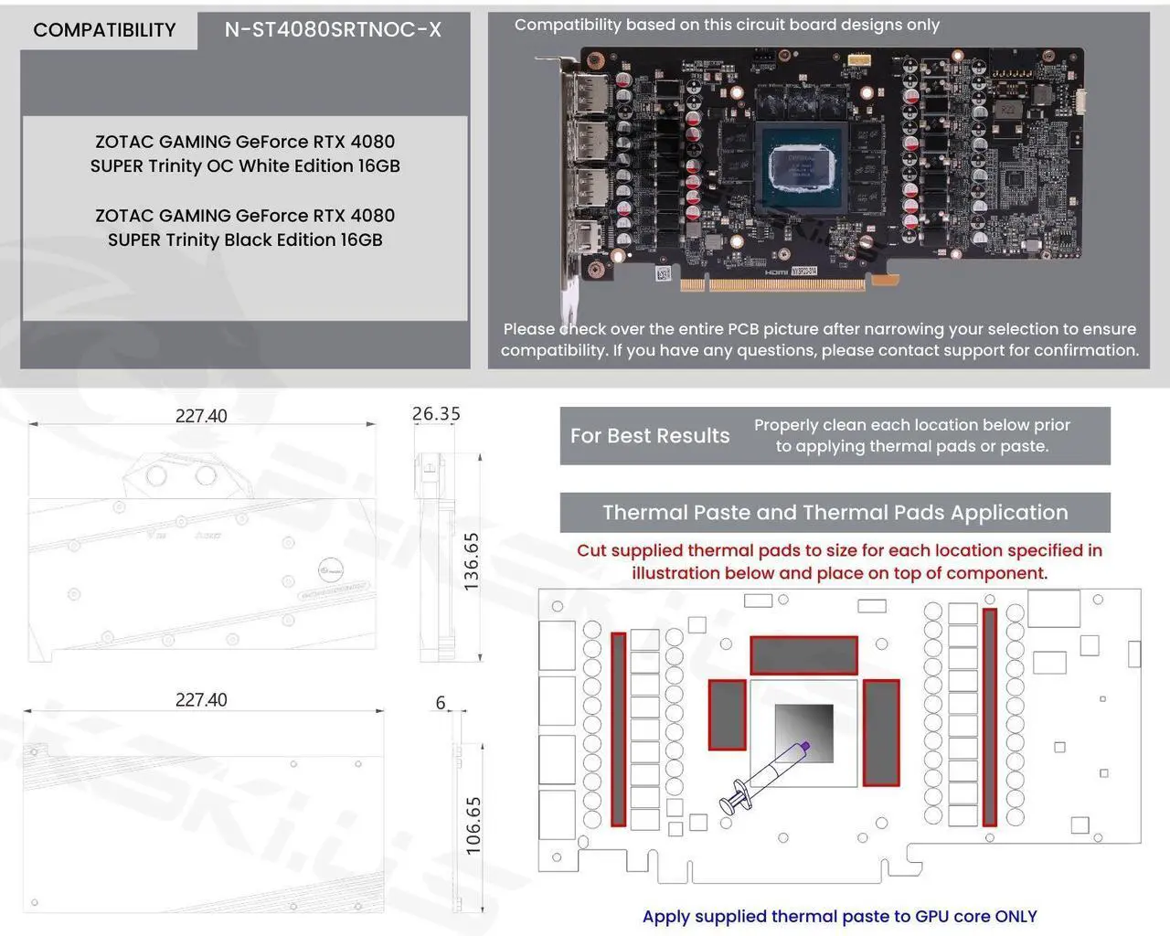 Alt view image 4 of 7 - Bykski Full Coverage GPU Water Block and Backplate For ZOTAC GAMING GeForce RTX 4080 SUPER Trinity/OC Edition 16GB (N-ST4080SRTNOC-X)