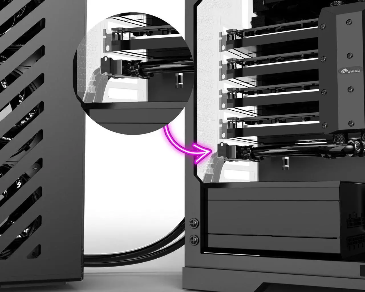 Alt view image 3 of 5 - Bykski PCI Slot Pass Through Dual G 1/4 Female to Female Connector for External Cooling V2 (B-PCI-EM-X-V2)