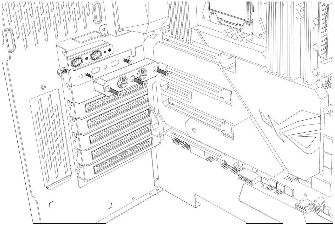 Alt view image 4 of 5 - Bykski PCI Slot Pass Through Dual G 1/4 Female to Female Connector for External Cooling V2 (B-PCI-EM-X-V2)