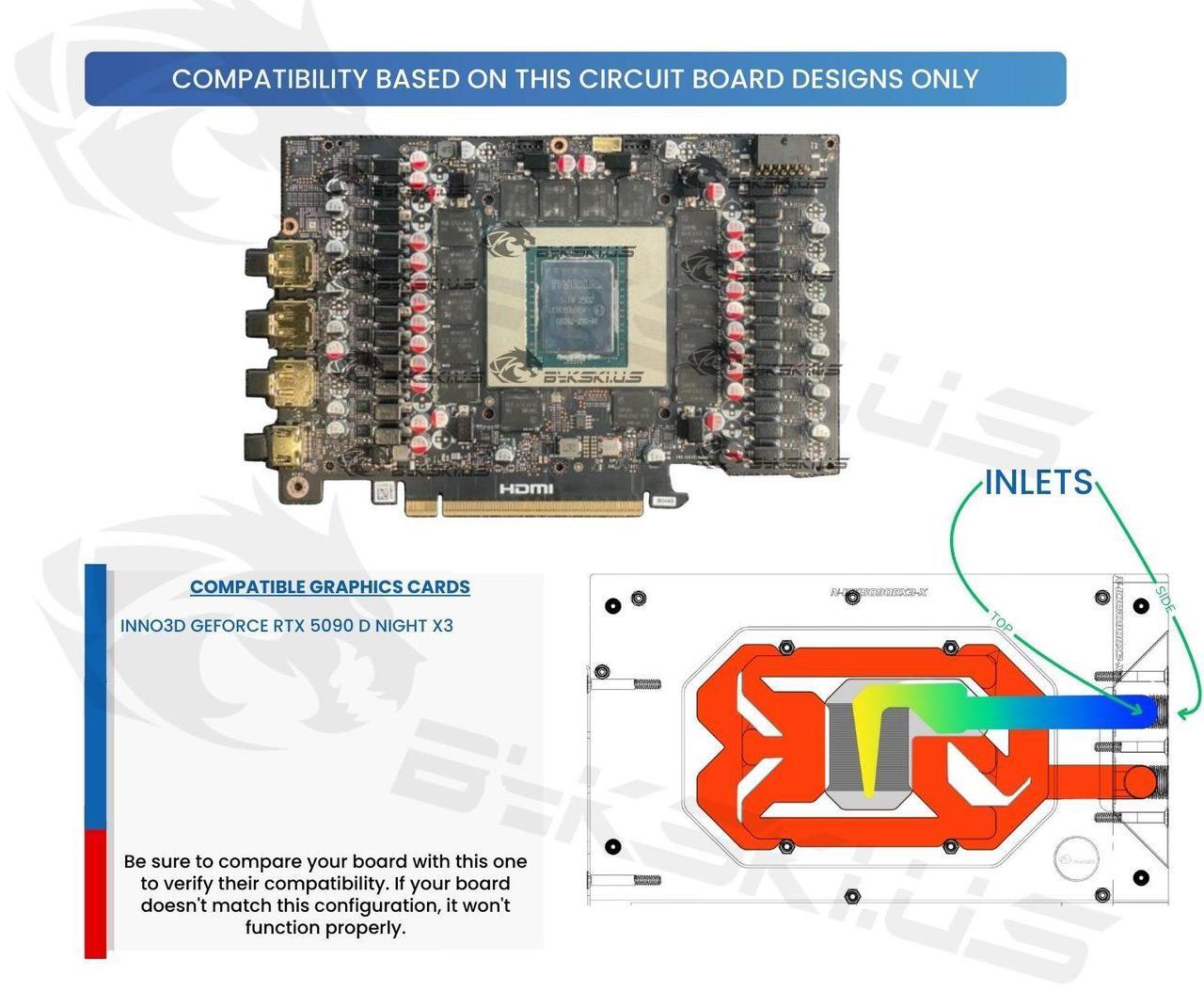 Alt view image 3 of 5 - Bykski Armored End Port GPU Waterblock with Backplate For INNO3D GeForce RTX 5090 D NIGHT X3 (N-ICH5090DX3-X-V2)