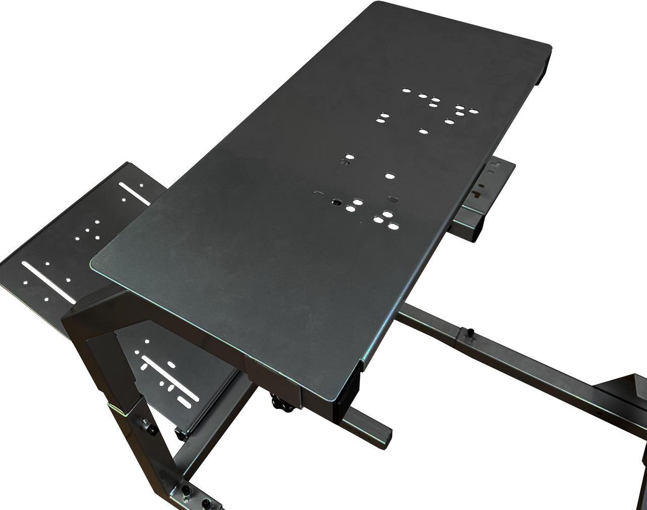 Alt view image 4 of 9 - GTR Simulator GTA-F Model (Black) Triple or Single Monitor Stand with White/Red Adjustable Leatherette Seat, Racing Gaming Driving Simulator Cockpit chair Triple Monitor Stand
