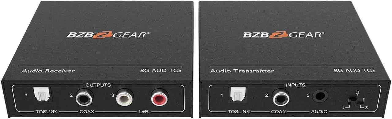 Main image of BZBGEAR Stereo/Toslink/Coax Audio Extender (Transmitter/Receiver Kit) over Cat5e/6/7 Cable