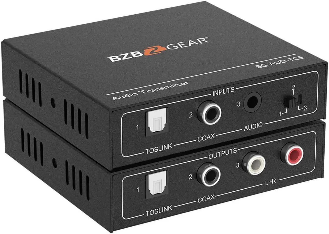 Alt view image 2 of 7 - BZBGEAR Stereo/Toslink/Coax Audio Extender (Transmitter/Receiver Kit) over Cat5e/6/7 Cable