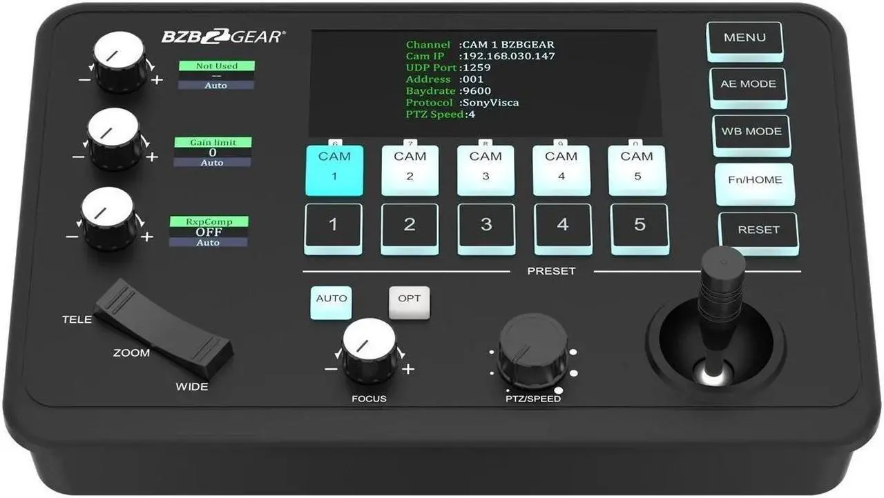 Alt view image 2 of 7 - BZBGEAR Universal Compact Serial and IP PTZ Camera Joystick Controller with RS-232/422 Support
