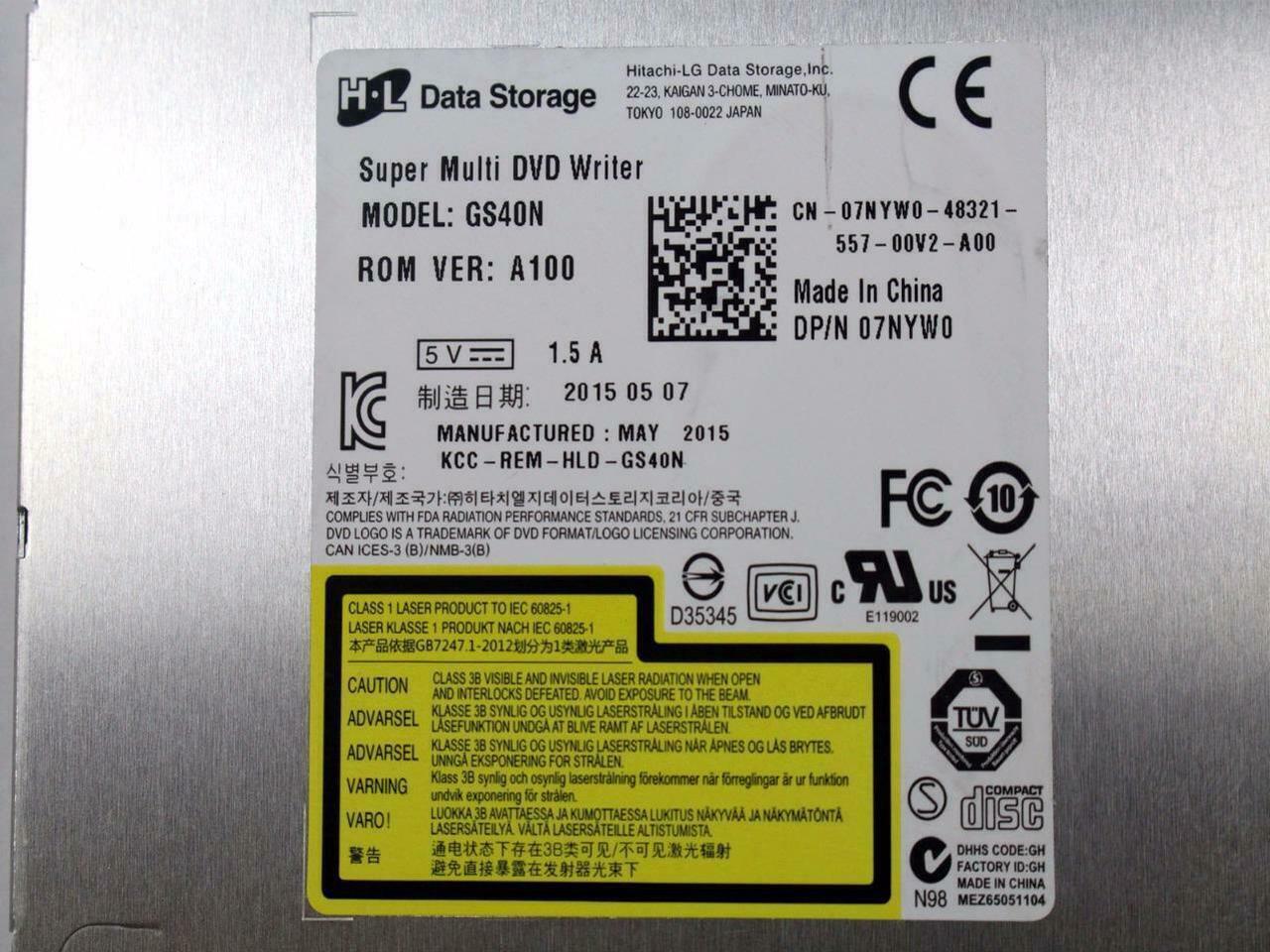 Alt view image 5 of 5 - Dell Precision M4800 M6400 M6500 M6600 M6800 DVD-RW SATA Optical Drive 7NYW0 CN-07NYW0 07NYW0