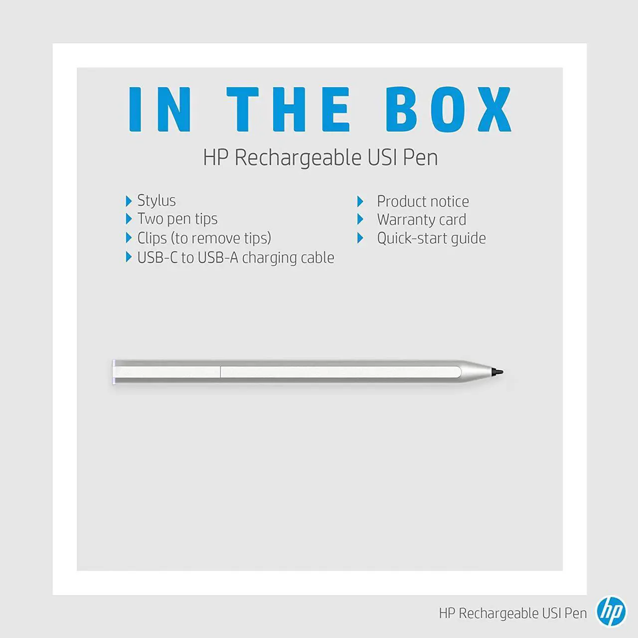Alt view image 4 of 6 - New HP Rechargeable Universal Active Stylus Pen 1.6mm Fine Tip USI Certified for Touchscreen Tablets & Chromebooks 8NN78AA#ABL