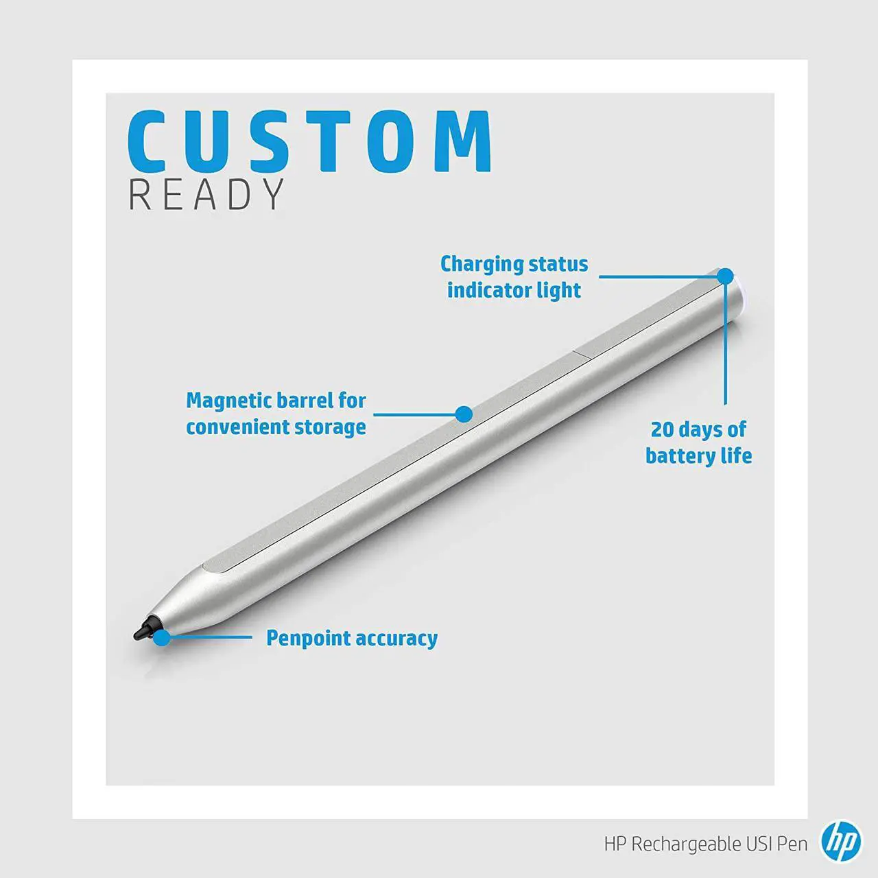 Alt view image 3 of 6 - New HP Rechargeable Universal Active Stylus Pen 1.6mm Fine Tip USI Certified for Touchscreen Tablets & Chromebooks 8NN78AA#ABL