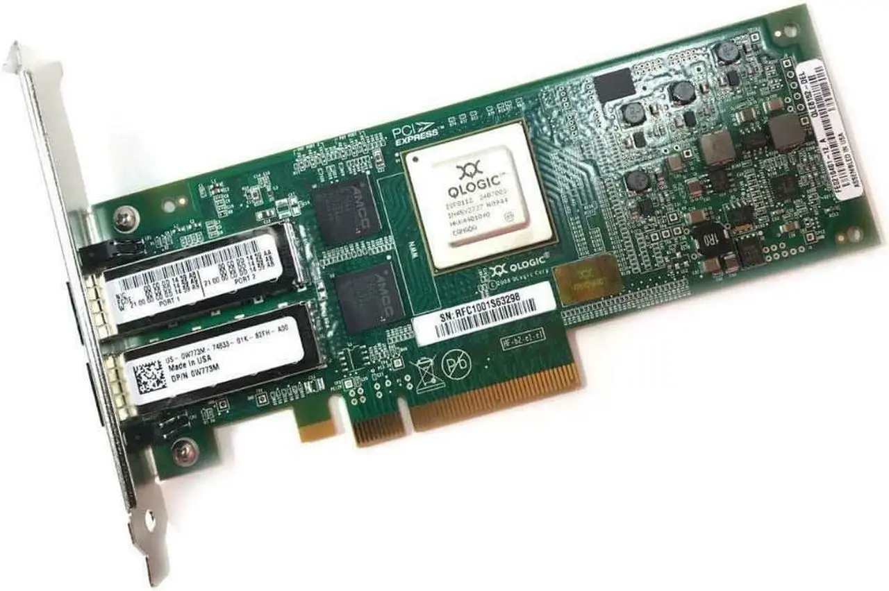 Alt view image 2 of 6 - Dell QLOGIC QLE152-DEL Dual Port Ethernet Network Adapter W773M 0W773M CN-0W773M