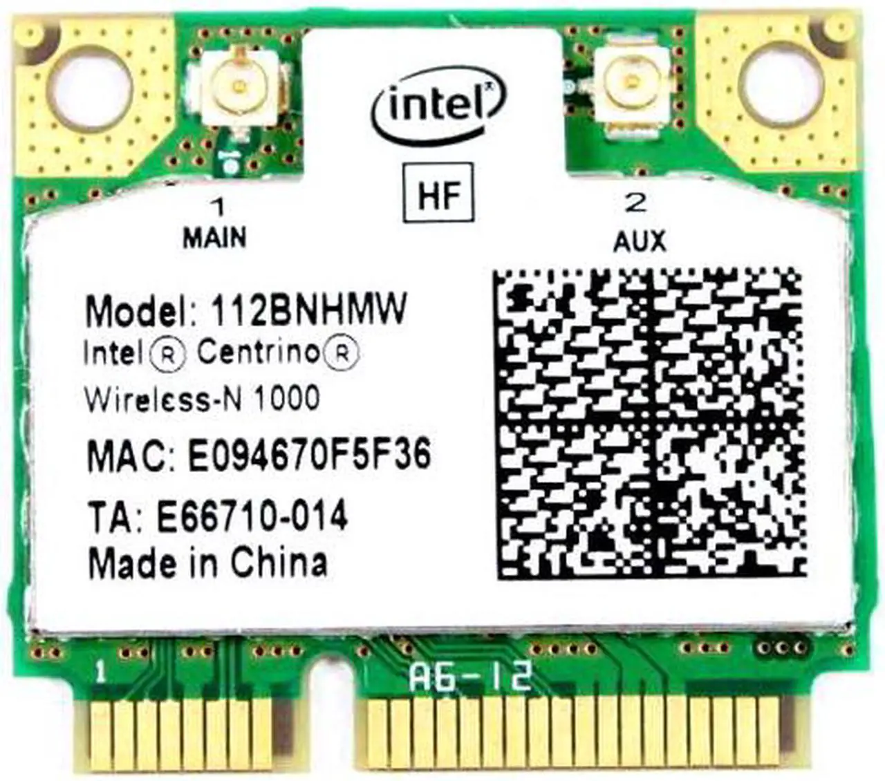 Main image of Toshiba Satellite P740 P745 P750 P755 Intel Centrino Wireless-N 1000 802.11b/g/n PCIe Half Wireless WiFi Card 112BNHMW 593530-001 K000112470