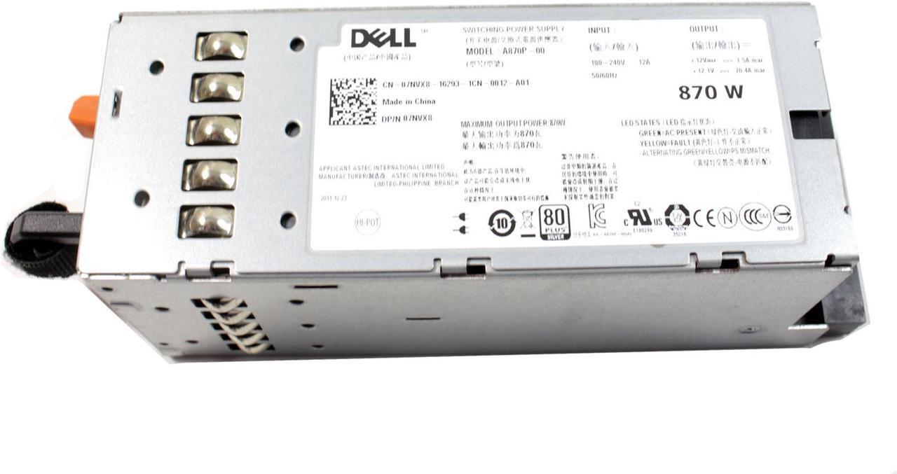 Alt view image 5 of 6 - Dell PowerEdge R710 T610 870w HOT SWAP Power Supply A870P-S0 PT164 VT6G4 YFG1C 7NVX8