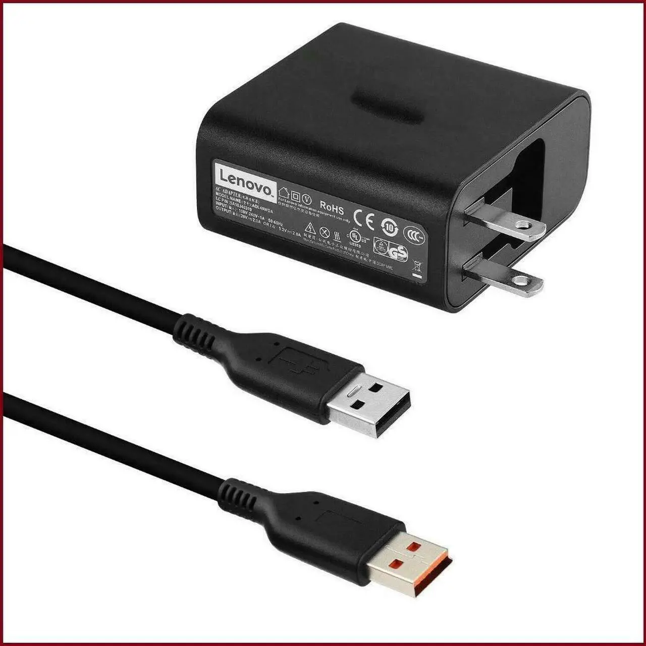 Alt view image 2 of 5 - OEM For Lenovo Yoga 3 ADL40WLC Pro Charger 40W AC Power Adapter With USB Cable ADL40WLC+7U0001AFB