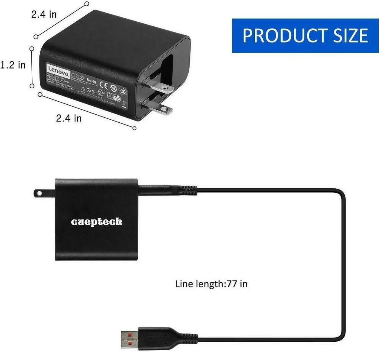 Alt view image 3 of 5 - OEM For Lenovo Yoga 3 ADL40WLC Pro Charger 40W AC Power Adapter With USB Cable ADL40WLC+7U0001AFB
