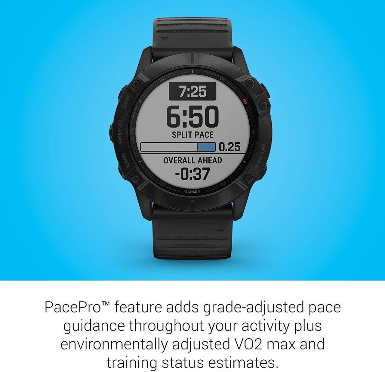 Alt view image 5 of 20 - Garmin Fenix 6X Pro, Premium Multisport GPS Watch, -Black with Black Band - (010-02157-00)