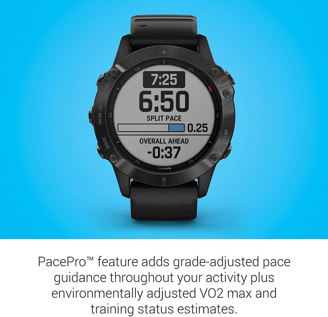Alt view image 10 of 20 - Garmin Fenix 6 Pro, Premium Multisport GPS Watch, -Black with Black Band - (010-02158-01)