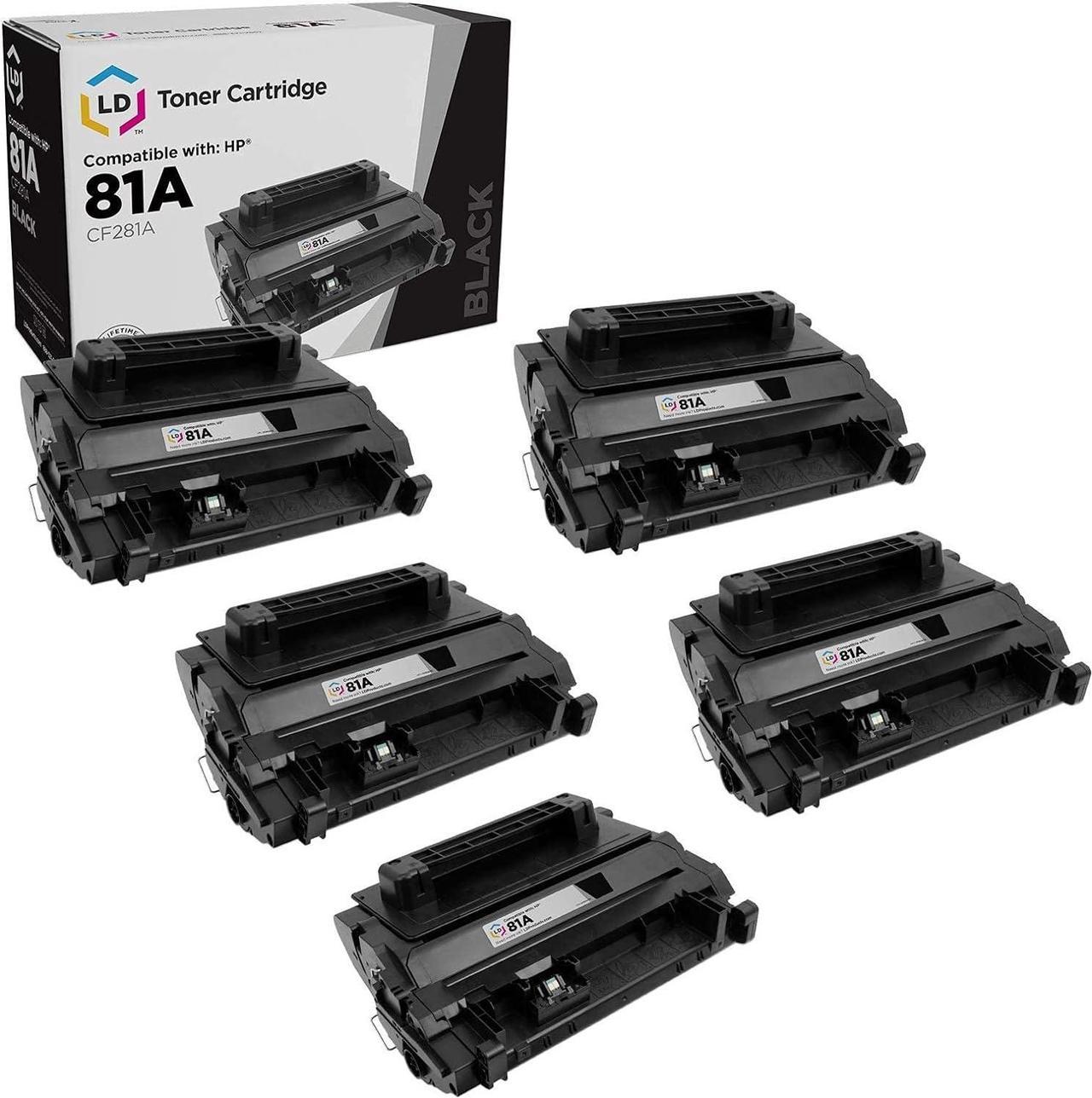 LD Compatible Toner Cartridge Replacement for HP 81A CF281A (Black, 5-Pack)