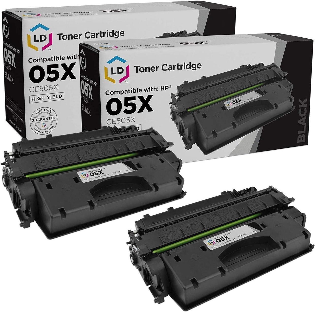 LD Products Compatible Toner Cartridge Replacements for HP 05X CE505X Compatible with HP Laserjet p2035, P2035n, P2055d, P2055dn & P2055X (Black, 2-Pack)