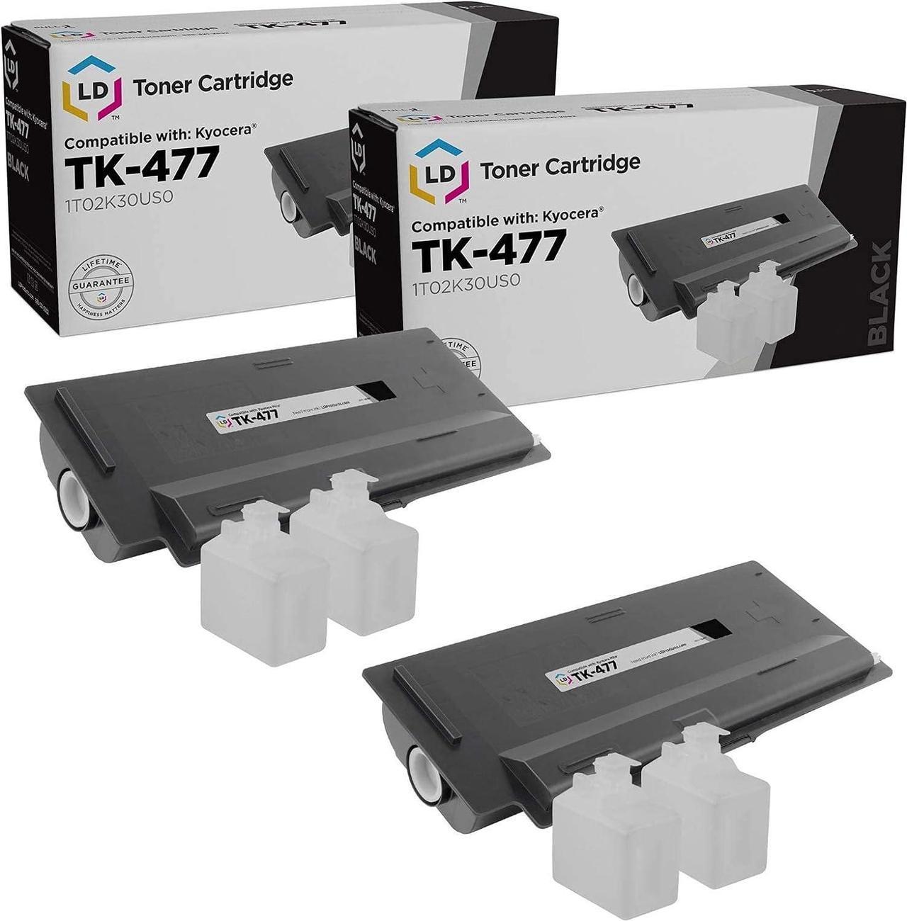 LD Remanufactured Replacements for Kyocera Mita TK-477 Set of 2 Black Laser Toner Cartridges for use in Kyocera ...