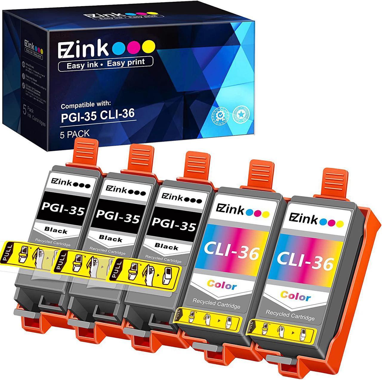 E-Z Ink (TM) Compatible Ink Cartridge Replacement for Canon PGI-35 CLI-36 PGI35 CLI36 to use with Pixma TR150 IP100 IP110 TR150 MINI260 MINI320 IP100 Printer (3 PGI-35 Black, 2 CLI-36 Color) 5 Pack