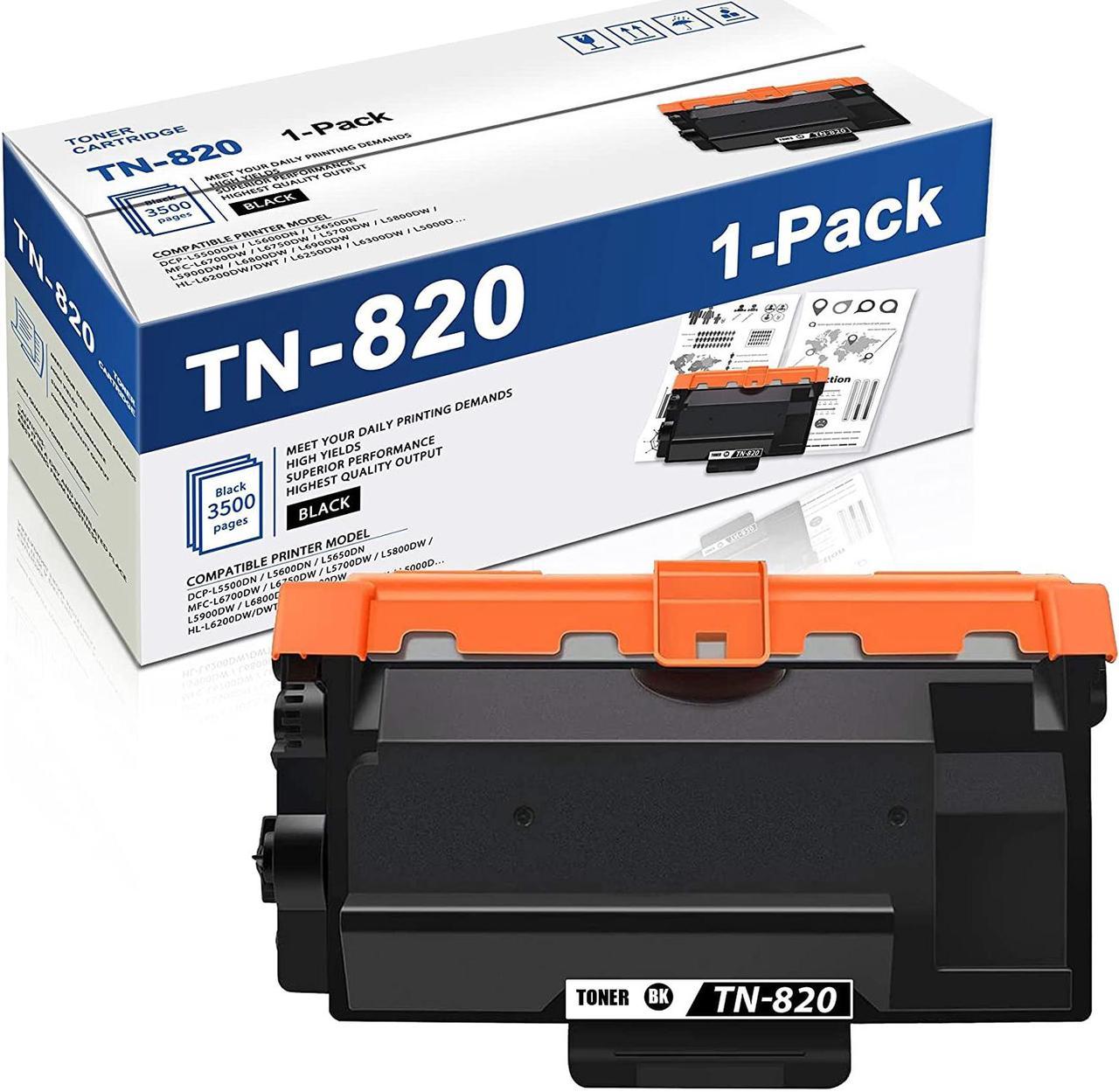 TN820 1 Pack Black,Compatible TN-820 Toner Cartridge Replacement for Brother DCP-L5500DN L5600DN L5650DN MFC-L6700DW L6750DW HL-L6200DW/DWT Printer Toner Cartridge