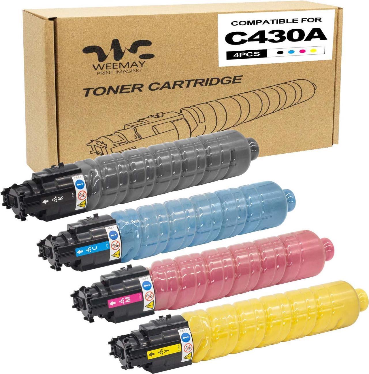 Weemay Compatible SP C430A C440DN Toner Cartridge Replacement for Ricoh 821105 821106 821107 821108 for Ricoh Aficio SP C430A C440DN C430DN C431DNHT C431DNHW (Black, Cyan, Magenta, Yellow, 4 Pack)