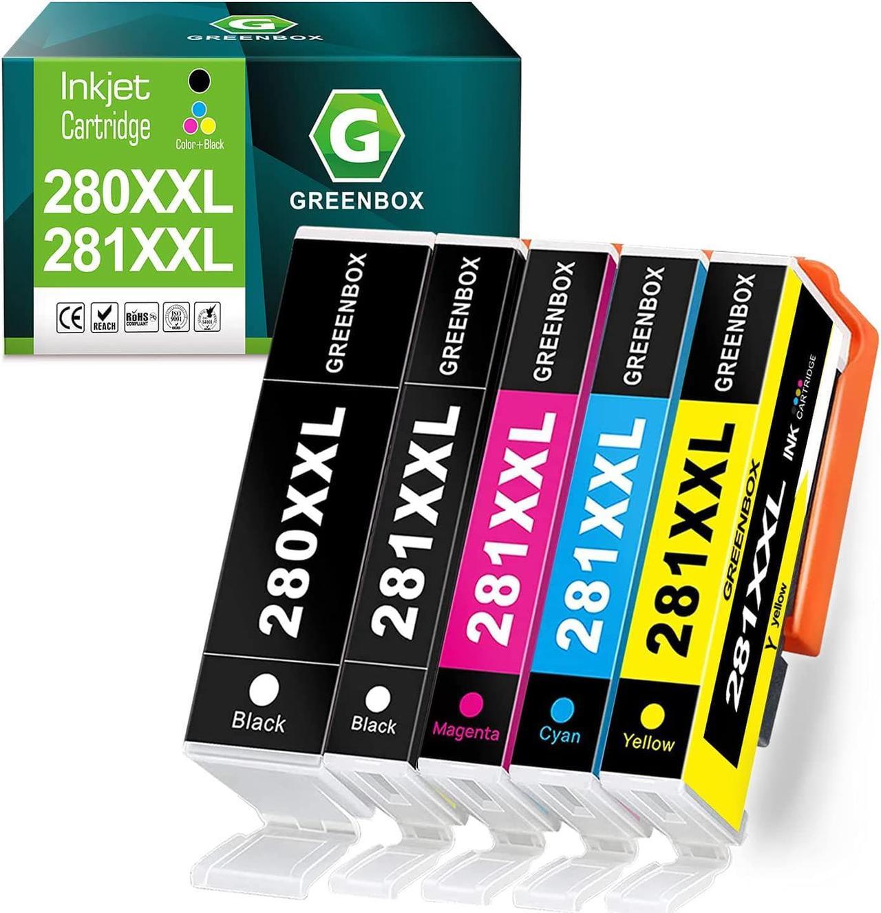 GREENBOX Compatible Ink Cartridges Replacement for Canon 280 281 PGI-280XXL CLI-281XXL PGI280 XXL CLI281XXL for Canon PIXMA TR7520 TR8520 TS6120 TS6220 TS8120 TS8220 TS9120 TS9520 TS6320 (5 Pack)