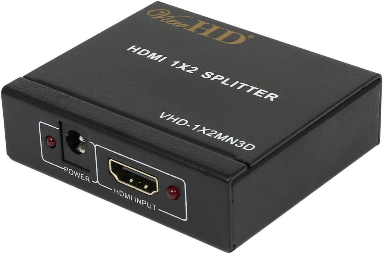 Alt view image 2 of 5 - 2 Port 1x2 Powered HDMI 1 in 2 Out Mini Splitter for 1080P & 3D | Model: VHD-1X2MN3D