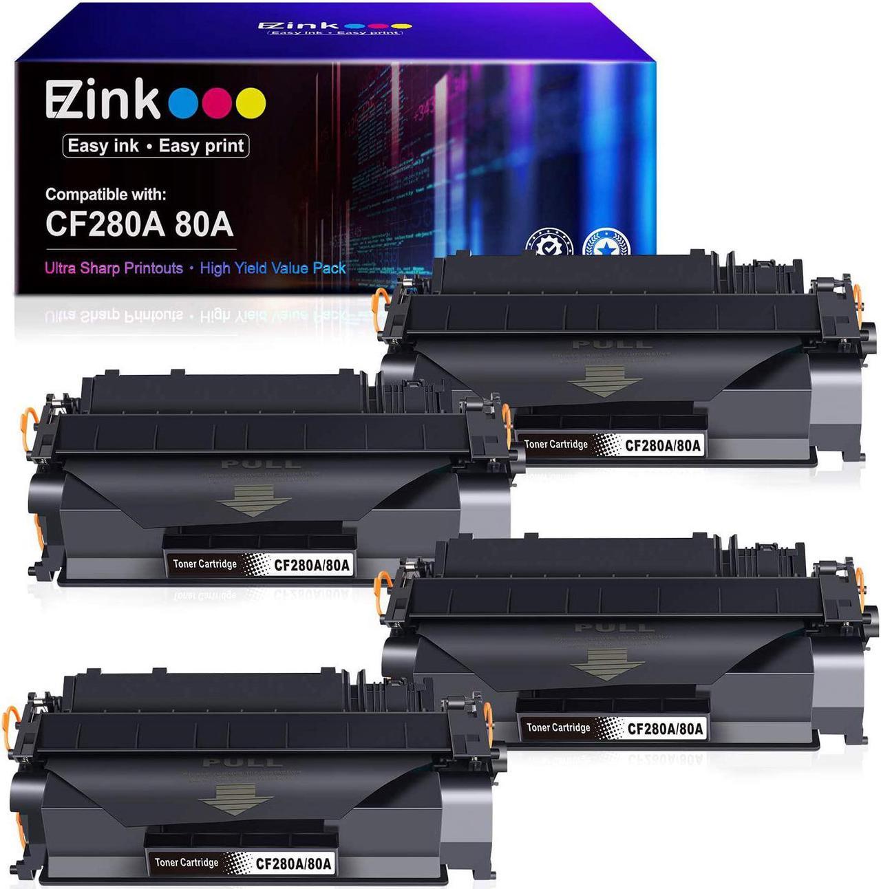 E-Z Ink (TM Compatible Toner Cartridge Replacement for HP 80A CF280A 80X CF280X 05A CE505A to use with Laserjet Pro 400 M401n M401dne M401dw MFP M425dw MFP M425dn (Black, 4 Pack)