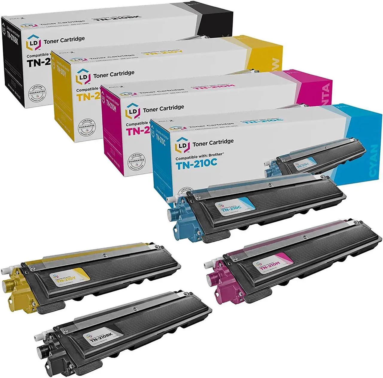 Main image of LD Compatible Replacement for Brother TN210 (Black, Cyan, Magenta, Yellow, 4-Pack)